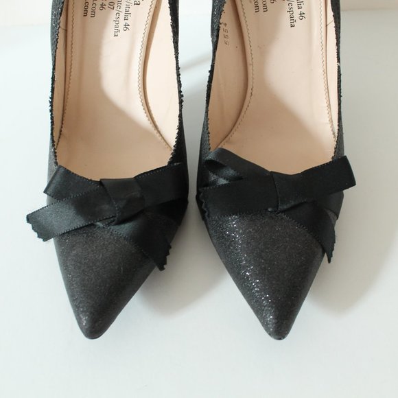 Pedro Garcia Noa Glitter Metallic Pumps Satin Bow Size 10 - Picture 3 of 10